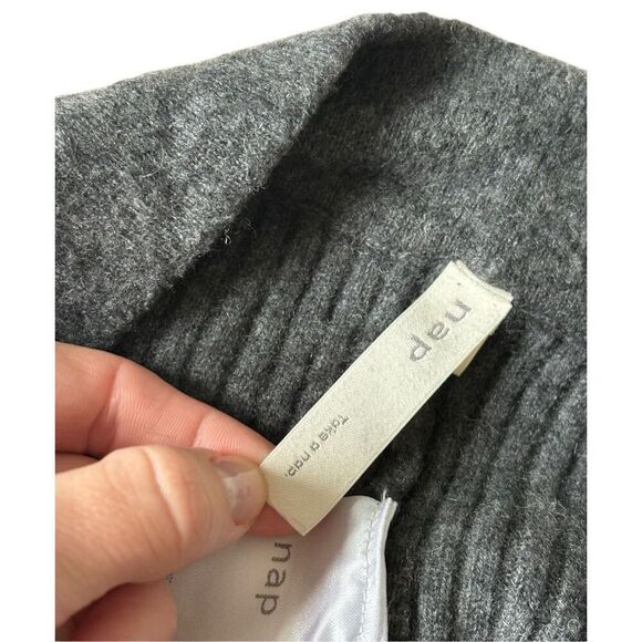 Nap Loungewear Cashmere Knit Ribbed Pants Flare Size L Gray Pull On - Picture 4 of 9